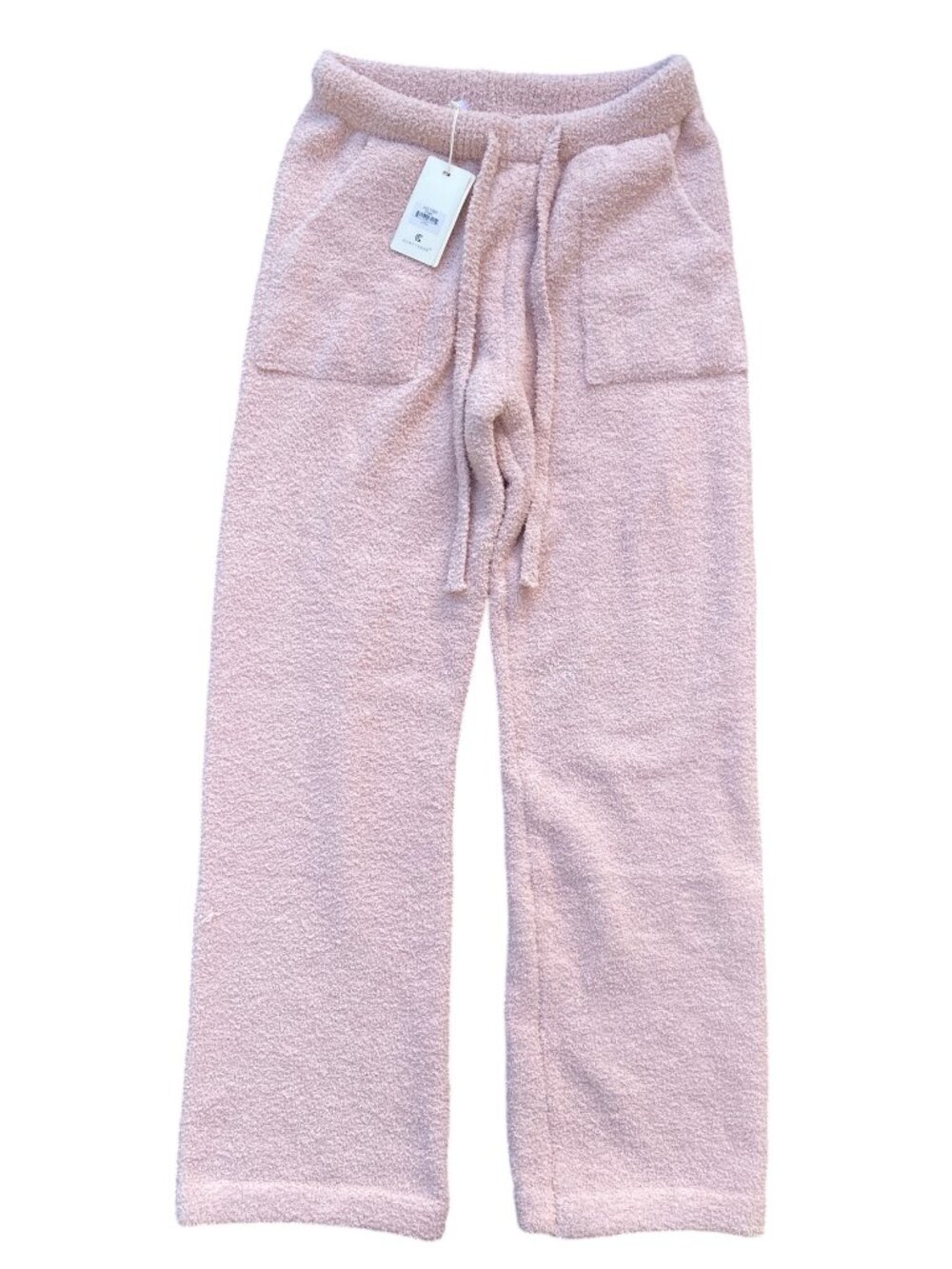 NWT Comfyluxe Plush Soft Lounge Pants Pink Fuzzy Wide Leg Pockets Lounge-L/XL